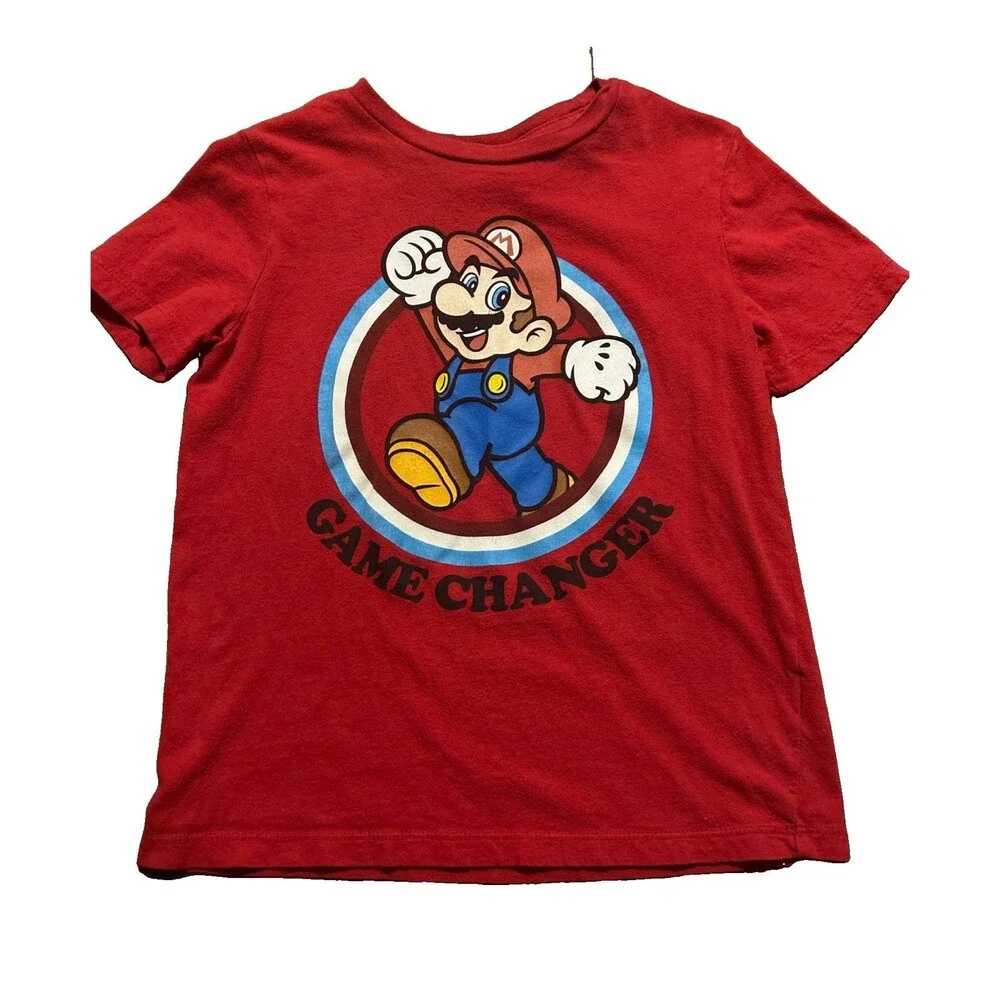 Old Navy Super Mario Red Short Sleeve Graphic Shirt Boys Size 6/7